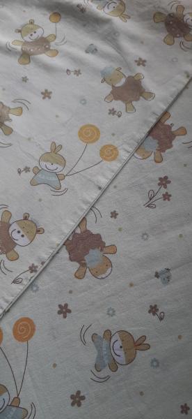 Комплект детского белья в кроватку: материал х/б: пододеяльник 102×130, наволочка, простынь на резин